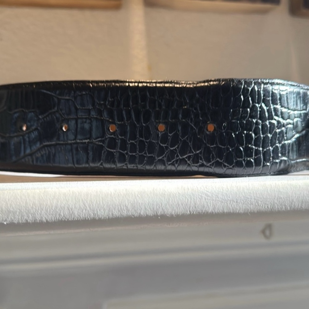 Lauren Ralph Lauren Black Croc-Embossed Belt - Picture 7 of 7